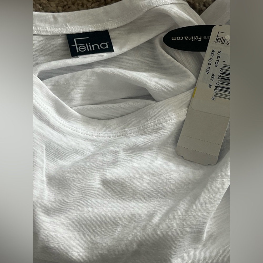 NWT Felina Velvety Soft Slub Long Sleeve Tee White Medium - Picture 5 of 5